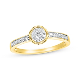 Round & Baguette-Cut Multi-Diamond Promise Ring 1/6 ct tw 10K Yellow Gold