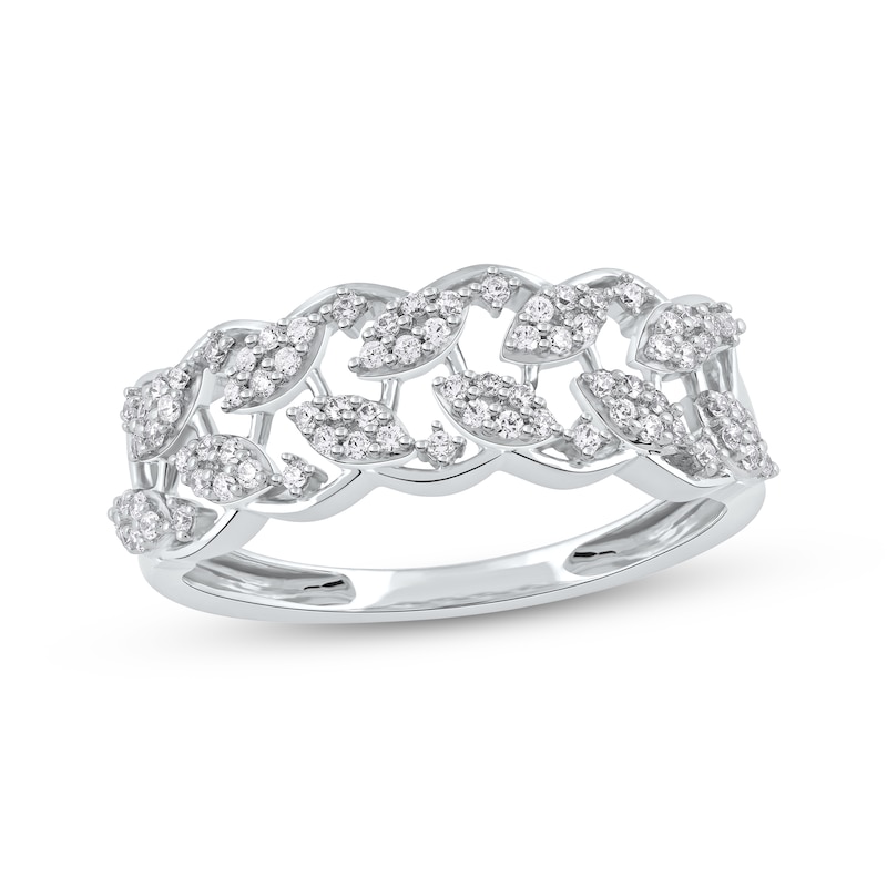 Round-Cut Diamond Leaves Lattice Ring 1/4 ct tw Sterling Silver | Kay