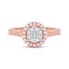 Thumbnail Image 3 of Baguette & Round-Cut Diamond Halo Promise Ring 1/4 ct tw 10K Rose Gold