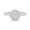 Thumbnail Image 2 of Baguette & Round-Cut Diamond Halo Promise Ring 1/4 ct tw 10K White Gold