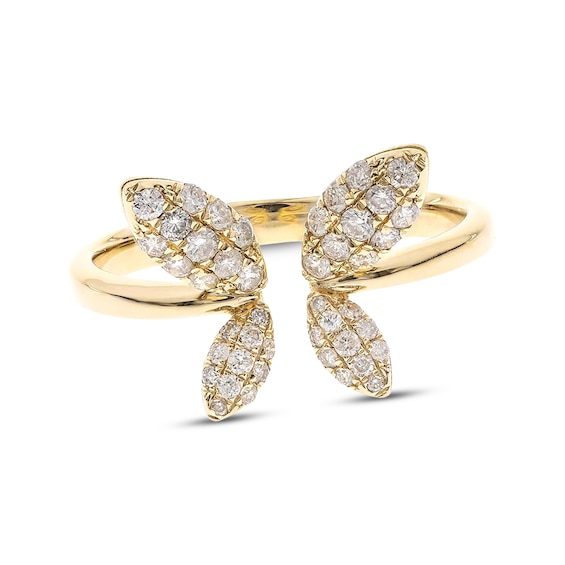 Round-Cut Diamond Deconstructed Open Butterfly Ring 3/8 ct tw 10K Yellow Gold
