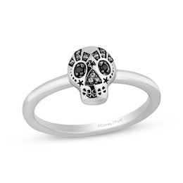 Disney Treasures Coco Round-Cut Black & White Diamond Accent Sugar Skull Ring Sterling Silver