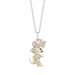 Disney Treasures Minnie Mouse Diamond Necklace 1/10 ct tw Sterling Silver & 10K Yellow Gold 19&quot;