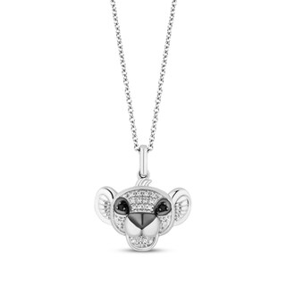 Disney Treasures Pirates of The Caribbean Black & White Diamond Sparrow Necklace 1/6 ct tw Sterling Silver 19”