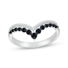 Thumbnail Image 1 of Round-Cut Black & White Diamond Double Chevron Ring 1/3 ct tw 10K White Gold