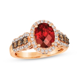 Le Vian Chocolate Waterfall Oval-Cut Garnet Ring 3/4 ct tw Diamonds 14K Strawberry Gold