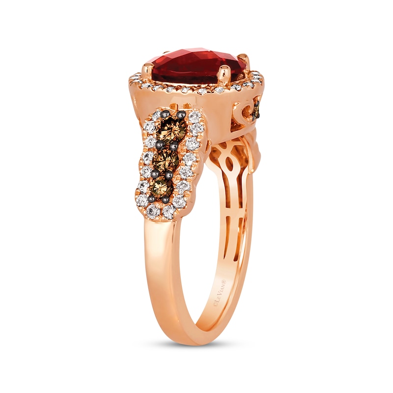 Main Image 3 of Le Vian Chocolate Waterfall Oval-Cut Garnet Ring 3/4 ct tw Diamonds 14K Strawberry Gold