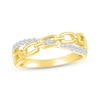 Thumbnail Image 1 of Round-Cut Diamond Paperclip Crossover Ring 1/6 ct tw 10K Yellow Gold