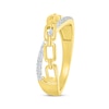 Thumbnail Image 2 of Round-Cut Diamond Paperclip Crossover Ring 1/6 ct tw 10K Yellow Gold