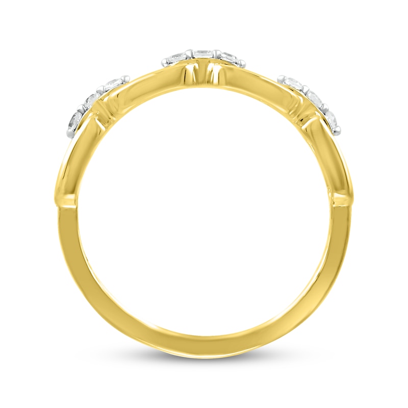 Main Image 2 of Round-Cut Diamond Paperclip Links Ring 1/6 ct tw 10K Yellow Gold