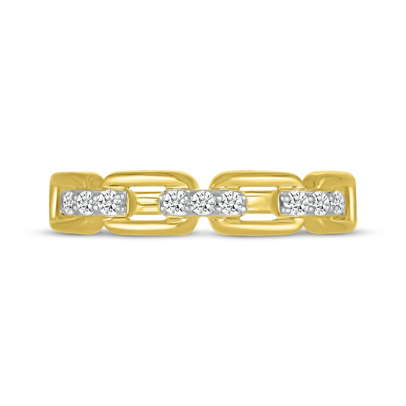 Main Image 3 of Round-Cut Diamond Paperclip Links Ring 1/6 ct tw 10K Yellow Gold