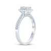 Thumbnail Image 1 of Vintage-Style Princess & Round-Cut Multi-Diamond Center Engagement Ring 1/2 ct tw 14K White Gold