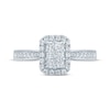 Thumbnail Image 2 of Vintage-Style Princess & Round-Cut Multi-Diamond Center Engagement Ring 1/2 ct tw 14K White Gold