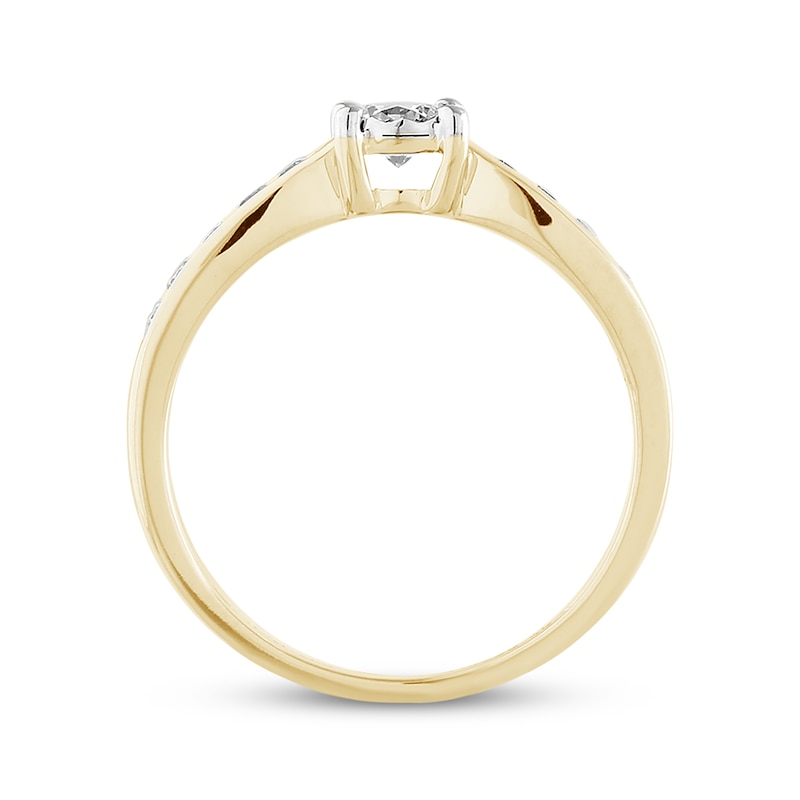 Main Image 2 of Diamond Channel-Set Shank Promise Ring 3/8 ct tw 10K Yellow Gold