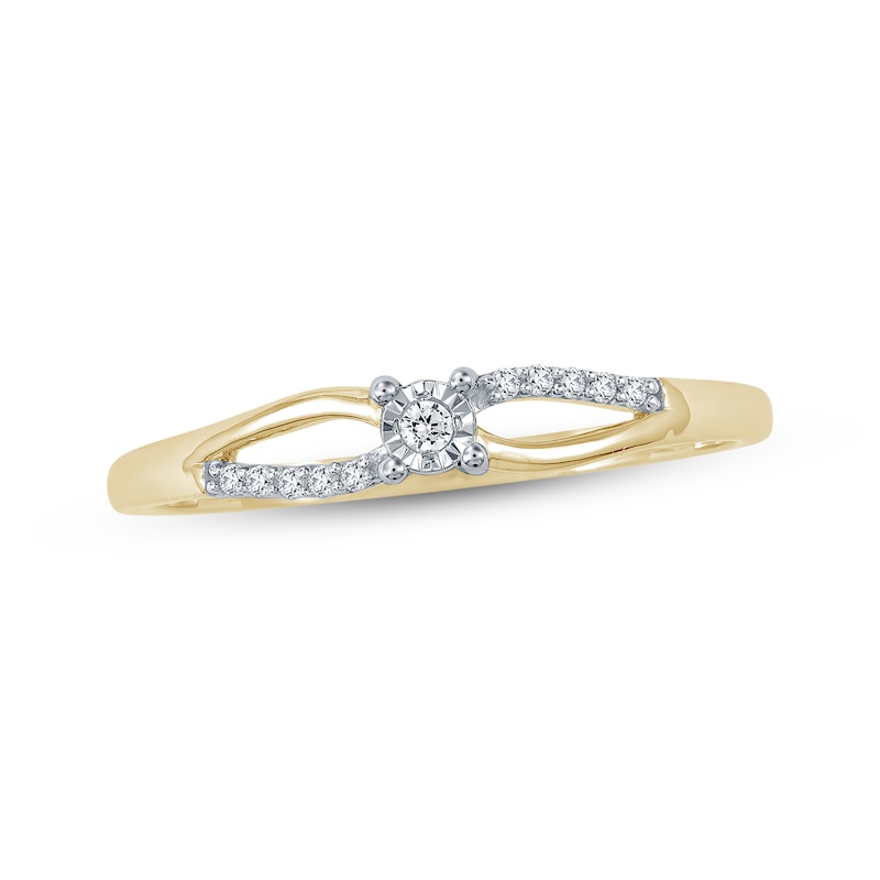 Main Image 1 of Round-Cut Diamond Split Shank Promise Ring 1/20 ct tw 10K Yellow Gold