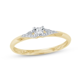 Diamond Chevron Sides Promise Ring 1/20 ct tw 10K Yellow Gold