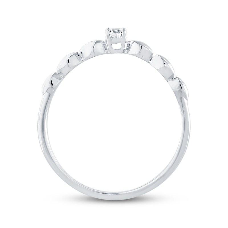 Main Image 2 of Round-Cut Diamond Solitaire Sculpted Shank Promise Ring 1/15 ct tw 10K White Gold