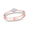 Thumbnail Image 1 of Round-Cut Diamond Stackable Double-Band Ring 1/6 ct tw 10K Rose Gold