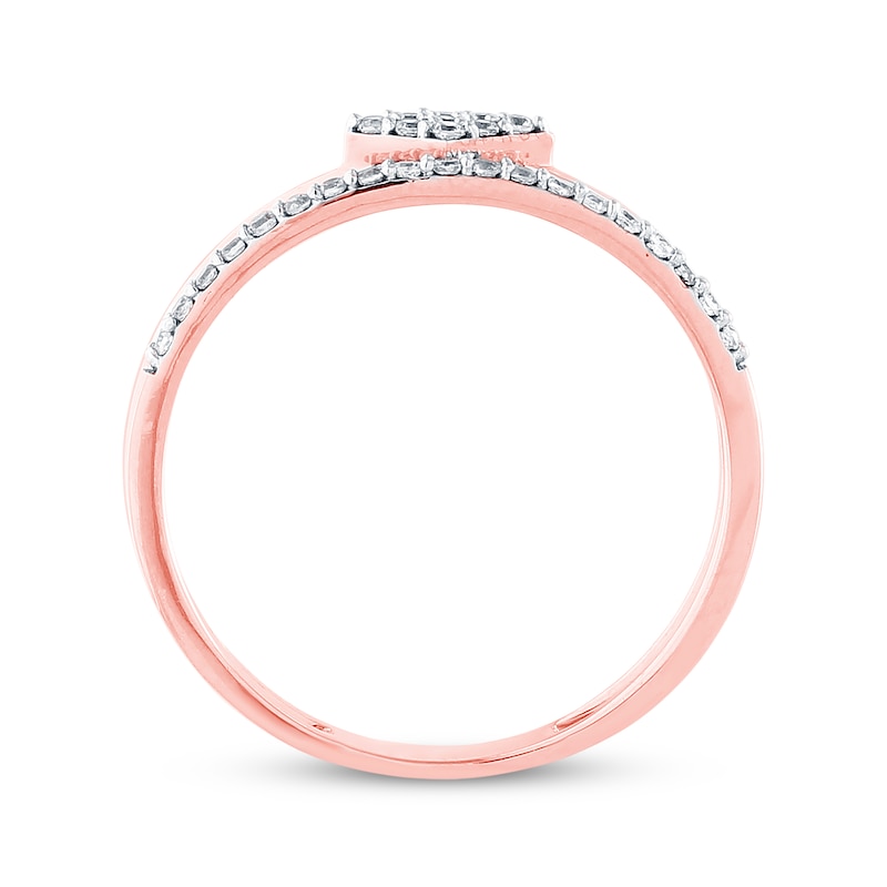 Main Image 2 of Round-Cut Diamond Stackable Double-Band Ring 1/6 ct tw 10K Rose Gold