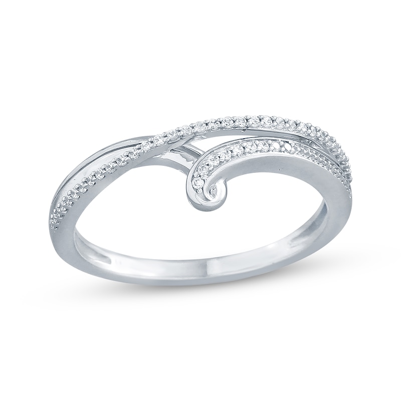 Main Image 1 of Round-Cut Diamond Looping Crossover Ring 1/8 ct tw 10K White Gold