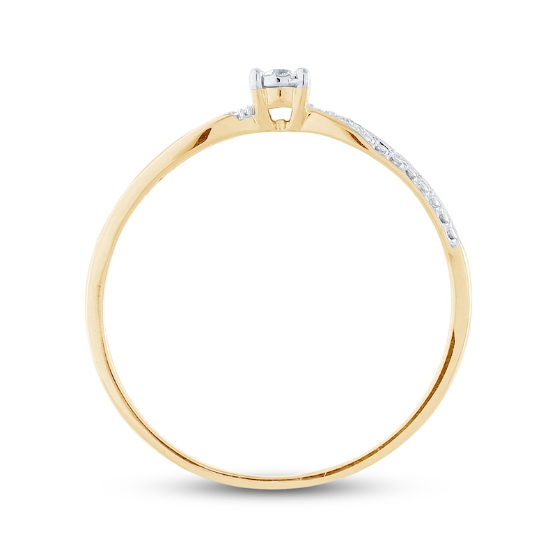 Main Image 2 of Diamond Accent Swirl Pinched Shank Promise Ring 10K Yellow Gold