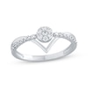 Thumbnail Image 1 of Round-Cut Multi-Diamond Center Chevron Promise Ring 1/4 ct tw 10K White Gold