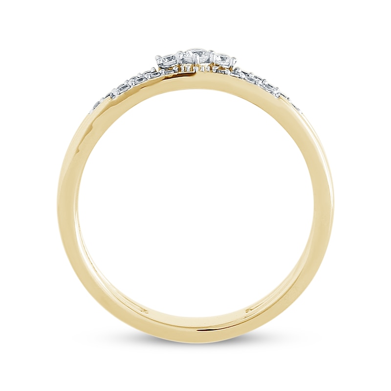 Main Image 2 of Diamond Three-Stone Split Promise Ring 1/6 ct tw 10K Yellow Gold