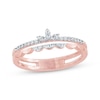 Thumbnail Image 1 of Round-Cut Diamond Stackable Floral Double-Band Promise Ring 1/8 ct tw 10K Rose Gold