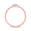 Thumbnail Image 2 of Round-Cut Diamond Stackable Floral Double-Band Promise Ring 1/8 ct tw 10K Rose Gold