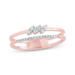 Diamond Stackable Two-Row Promise Ring 1/8 ct tw 10K Rose Gold