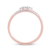 Thumbnail Image 2 of Round-Cut Diamond Stackable Marquise Shapes Double-Band Promise Ring 1/8 ct tw 10K Rose Gold