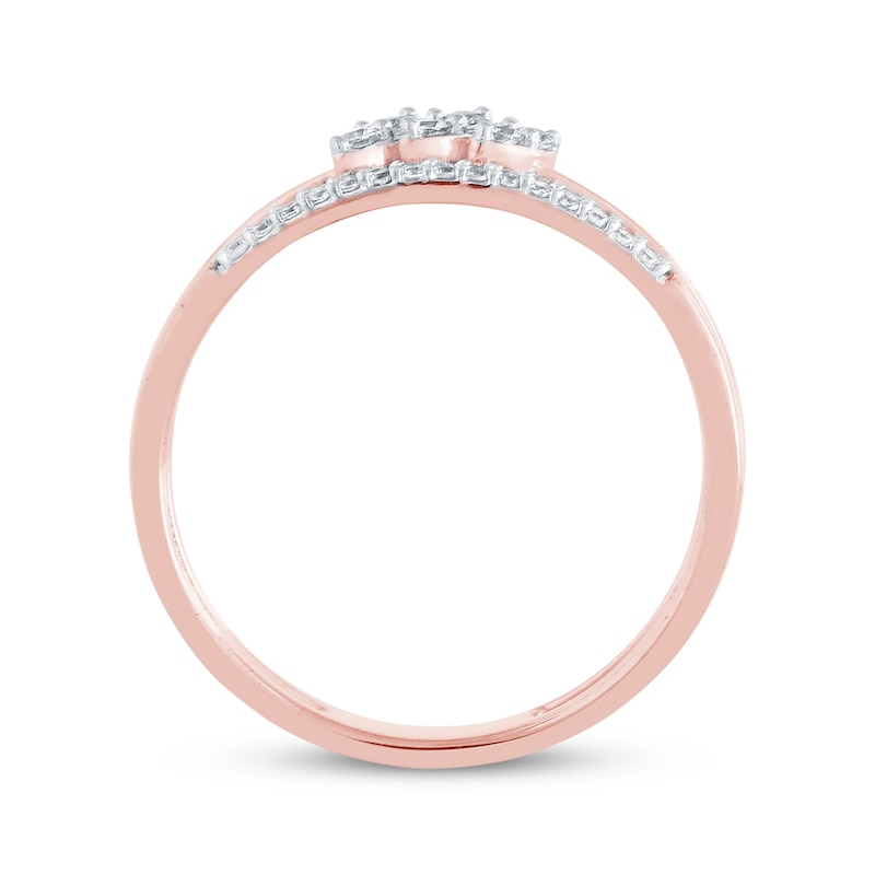 Main Image 2 of Round-Cut Diamond Stackable Marquise Shapes Double-Band Promise Ring 1/8 ct tw 10K Rose Gold