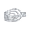 Thumbnail Image 1 of Round-Cut Diamond Asymmetrical Three-Row Ring 3/4 ct tw 10K White Gold