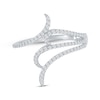 Thumbnail Image 1 of Round-Cut Diamond Abstract Curved Bypass Ring 1/3 ct tw 10K White Gold