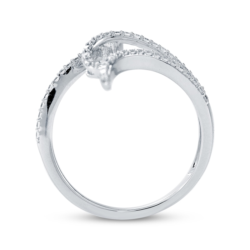 Main Image 2 of Round-Cut Diamond Abstract Curved Bypass Ring 1/3 ct tw 10K White Gold