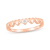 Thumbnail Image 1 of Round-Cut Diamond Accent Solitaire Heart Ring 10K Rose Gold