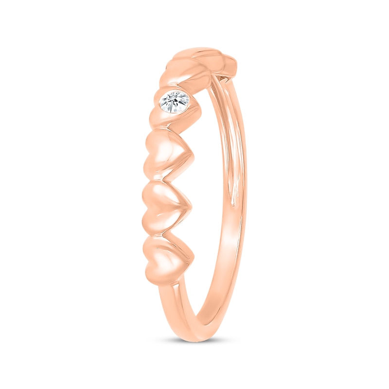 Main Image 2 of Round-Cut Diamond Accent Solitaire Heart Ring 10K Rose Gold