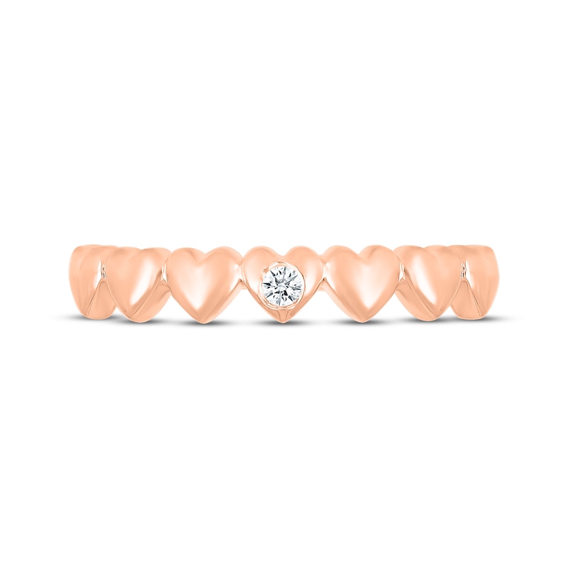 Main Image 4 of Round-Cut Diamond Accent Solitaire Heart Ring 10K Rose Gold