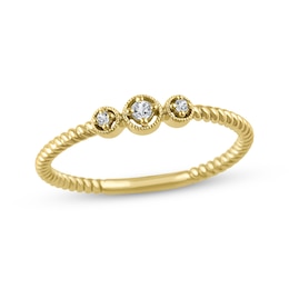 Diamond Three-Stone Rope Twist Promise Ring 1/20 ct tw 10K Yellow Gold