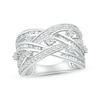 Thumbnail Image 1 of Baguette & Round-Cut Diamond Multi-Row Crossover Ring 3/4 ct tw Sterling Silver