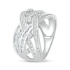 Thumbnail Image 2 of Baguette & Round-Cut Diamond Multi-Row Crossover Ring 3/4 ct tw Sterling Silver