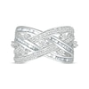 Thumbnail Image 4 of Baguette & Round-Cut Diamond Multi-Row Crossover Ring 3/4 ct tw Sterling Silver