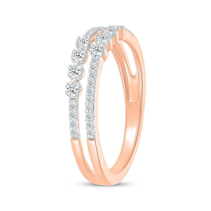 Diamond Two-Row Faux-Stack Ring 1/4 ct tw 10K Rose Gold