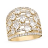 Thumbnail Image 1 of Oval & Round-Cut Diamond Multi-Row Scatter Ring 3 ct tw 14K Yellow Gold