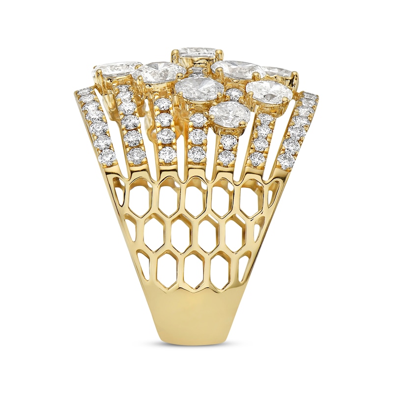 Oval & Round-Cut Diamond Multi-Row Scatter Ring 3 ct tw 14K Yellow Gold