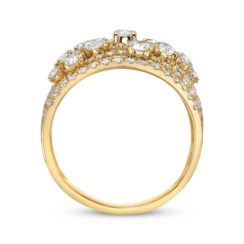 Main Image 3 of Oval & Round-Cut Diamond Multi-Row Scatter Ring 3 ct tw 14K Yellow Gold