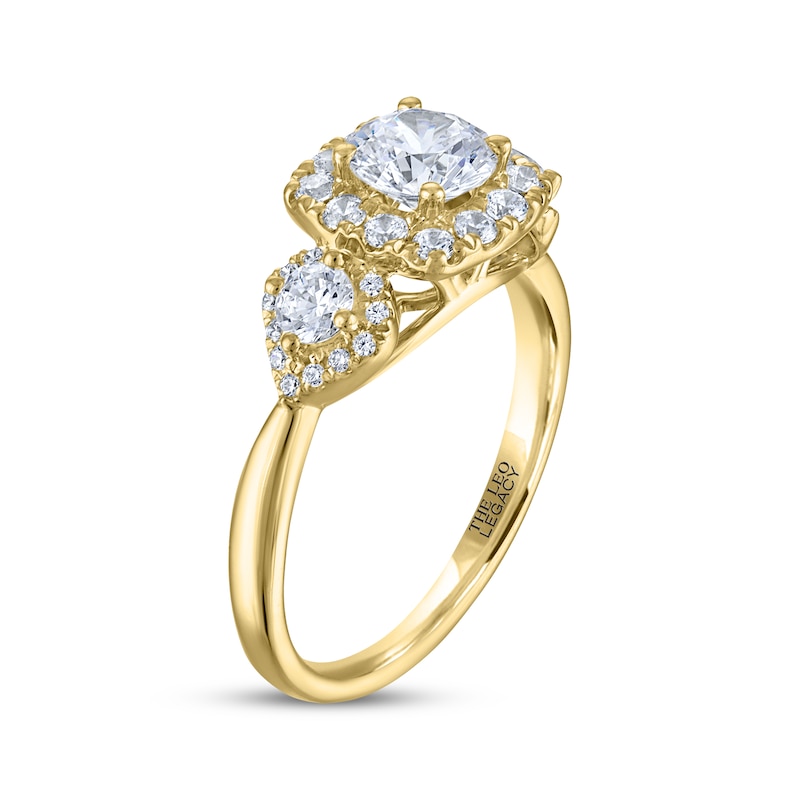 Main Image 2 of THE LEO Legacy Lab-Grown Diamond Round-Cut Three-Stone Engagement Ring 1-1/3 ct tw 14K Yellow Gold