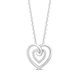 Hallmark Diamonds Double Heart Necklace 1/20 ct tw Sterling Silver 18&quot;