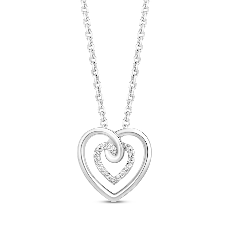 Hallmark Diamonds Double Heart Necklace 1/20 ct tw Sterling Silver 18"