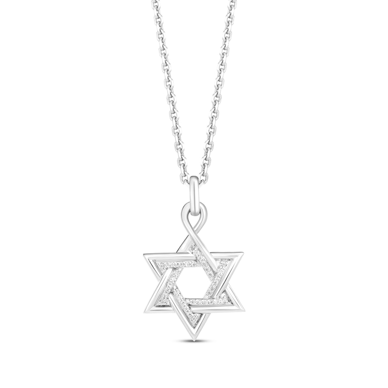 Main Image 1 of Hallmark Diamonds Star of David Necklace 1/15 ct tw Sterling Silver 18&quot;